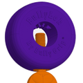 Purple and orange dog toy with 'Bully Bloc' branding on a white background