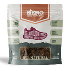 Hero Dogtreats beef and broccoli dog treat package on a white background