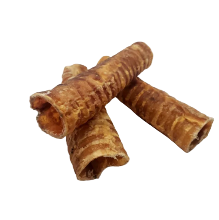 Three brown dog chew toys on a white background