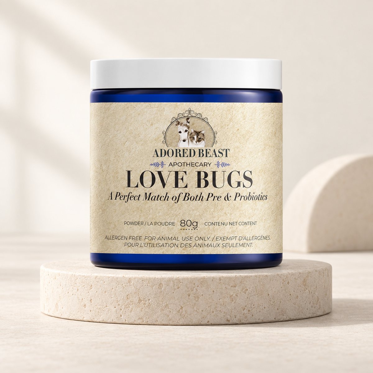 Adored Beast Love Bugs | Prébiotique et probiotique pour chiens et chats – 80 g