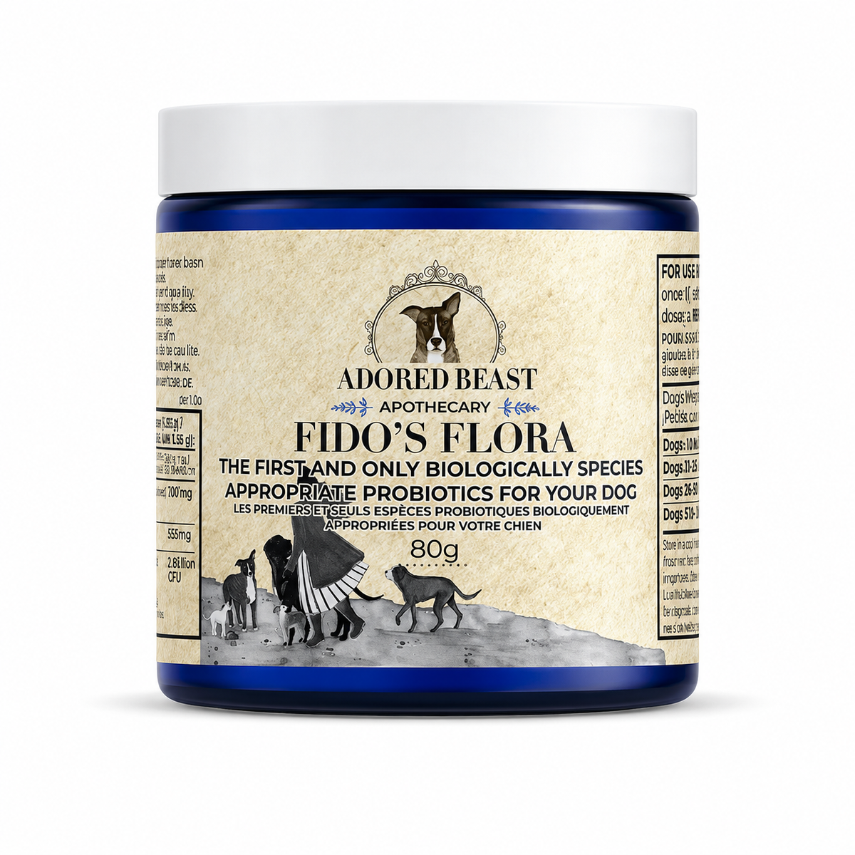 Adored Beast Fido's Flora | Probiotique canin spécifique pour chiens – 80 g