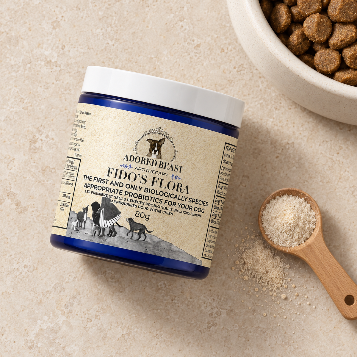 Adored Beast Fido's Flora | Probiotique canin spécifique pour chiens – 80 g