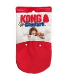 Kong Comfort dog toy packaging with a child and dog on a bed