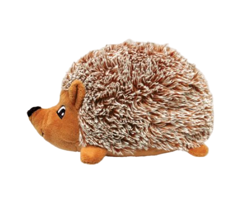 Plush hedgehog toy on a white background