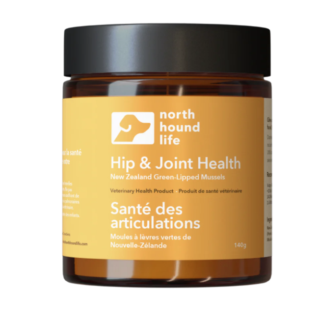 Jar of North Hound Life Hip & Joint Health supplement on a white background