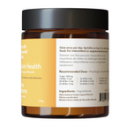 Brown jar with a label on a white background