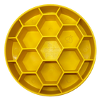 Yellow plastic tray with honeycomb design on a white background