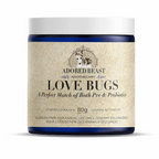 Jar of 'Adored Beast Apothecary Love Bugs' on a white background