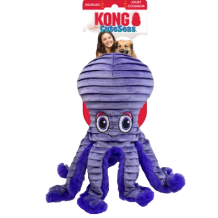 Kong SquishMe Cat toy in octopus shape on a white background