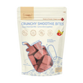 A stand-up pouch of L'Logy-Paws Crunchy Smoothie Bites dog and cat treats, featuring a cream-colored package with blue text and graphics, and a clear window showing the pinkish-red freeze dried treats inside.