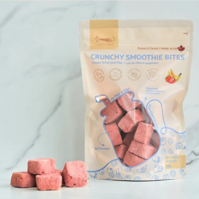 Loopy Paws | Bouchées croustillantes smoothie fraise & banane – 30 g