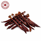 Dried dog treats with 'Made in Canada' label on a white background