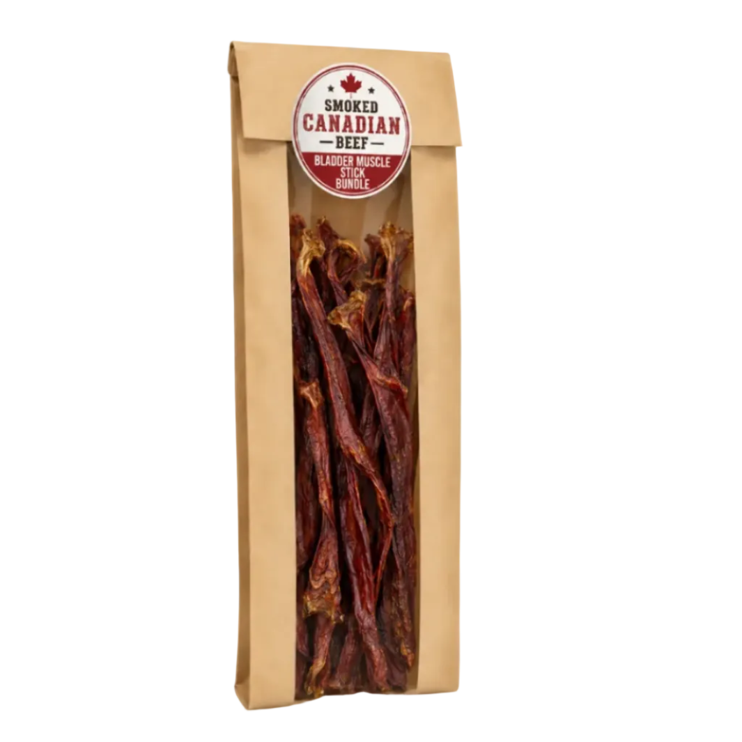 Munchie Bones | Smoked Canadian Beef Bladder Muscle Stick Bundles – 3 or 6 Pack