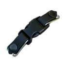 Black belt buckle on a white background