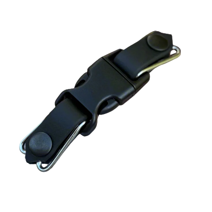 Black belt buckle on a white background