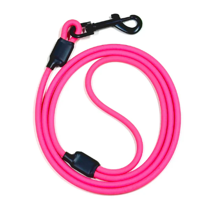 Pink dog leash with black clips