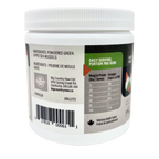 Container with label showing ingredients and nutritional information on a white background