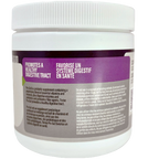 Supplement jar with purple label on a white background