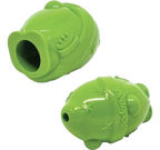 Two green dog toys with star patterns on a white background